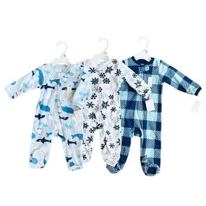 3 Lullaby Pajamas- Plaid, Snowflakes, & Animals 2 Way Zipper Pajamas- NWT